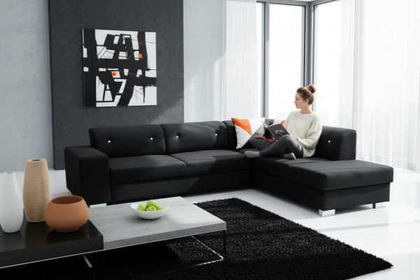 Sofá de esquina con cama y espacio de almacenamiento, sofá tapizado, sofá en forma de L