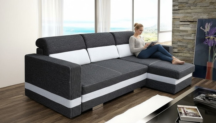 Sofá cama esquinero sofá sofá almohada esquina cama función de cama nuevo función de sueño conjunto