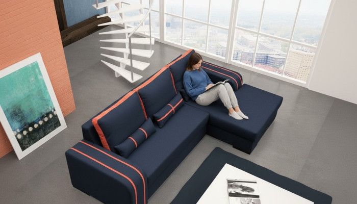 Sofá cama esquinero con función de cama y tapizado - Conjunto moderno con función de dormir