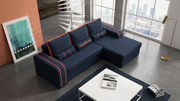 Sofá cama esquinero con función de cama y tapizado - Conjunto moderno con función de dormir