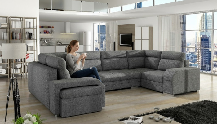 Sofá esquinero XXL tapizado modular de diseñador en forma de U para sala de estar, nuevo.