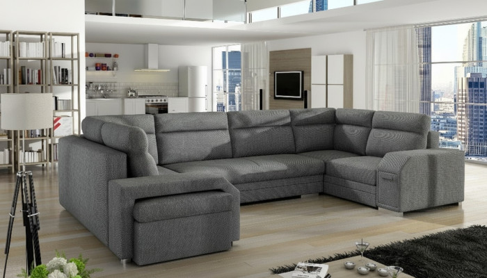 Sofá esquinero XXL tapizado modular de diseñador en forma de U para sala de estar, nuevo.