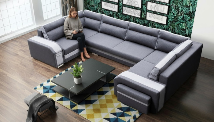 XXL paisaje de sala sofá esquinero sofá sillón tapizado conjunto esquina diseño forma en U nuevo
