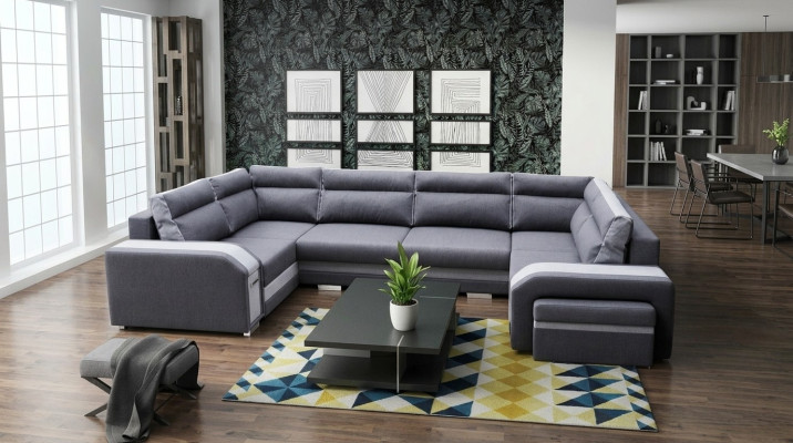 XXL paisaje de sala sofá esquinero sofá sillón tapizado conjunto esquina diseño forma en U nuevo