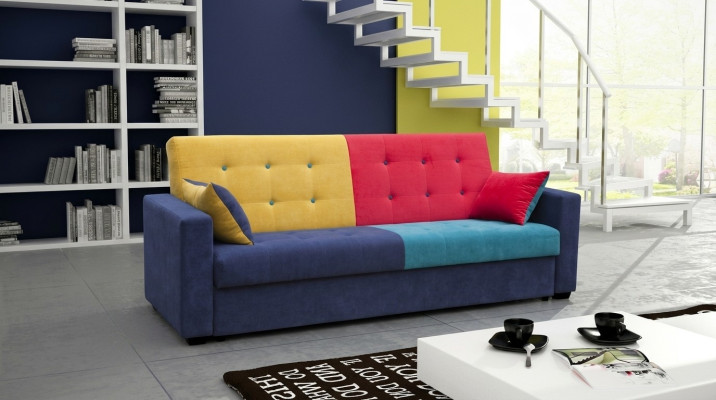 Sofá cama de tela Sofá Sofá Textil Conjunto de tapicería Función de cama 3 plazas Nuevo