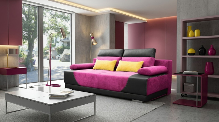 Sofá cama de tela nuevo con función de cama, sofá de 3 plazas y cojines de tela.