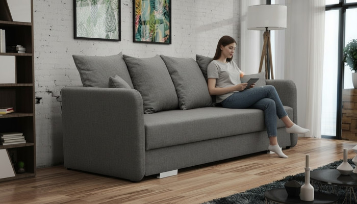 Sofá cama de tela de 3 plazas sofá de tela tapizado nuevo con función de cama.