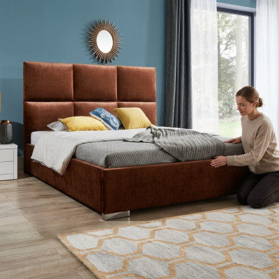 Diseño camas de lujo de terciopelo aterciopelado acolchado cama de hotel doble nuevo XXL