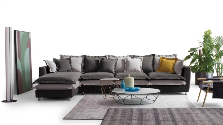 Sofá de esquina de tela con cojines de asiento, conjunto de sofás para la sala de estar.