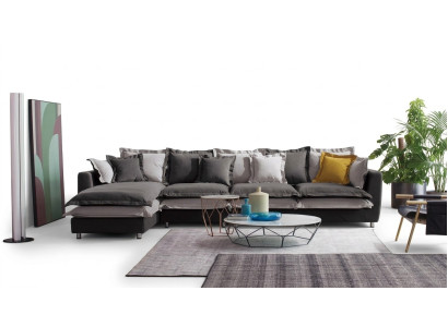 Sofá de esquina de tela con cojines de asiento, conjunto de sofás para la sala de estar.