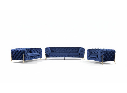 Lujo Sofá de alta calidad Tapizado Asiento 3+2+1 Juego de salón Decoración Chesterfield