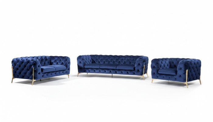 Tela de lujo para sofá tapizado de cojines 3+1, juego de salón Chesterfield.