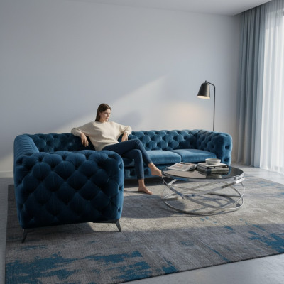 Sofá Chesterfield de lujo de terciopelo esquinero, esquinero acolchado, sofá de asiento sofás.