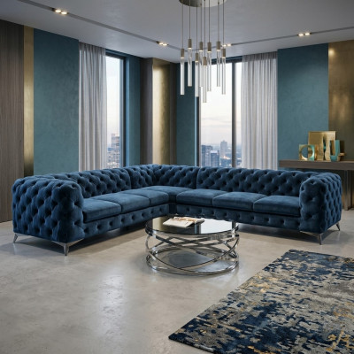 Sofá Chesterfield de lujo de terciopelo esquinero, esquinero acolchado, sofá de asiento sofás.