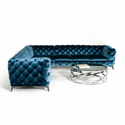Sofá Chesterfield de lujo de terciopelo esquinero, esquinero acolchado, sofá de asiento sofás.