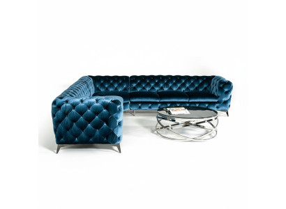 Sofá Chesterfield de lujo de terciopelo esquinero, esquinero acolchado, sofá de asiento sofás.