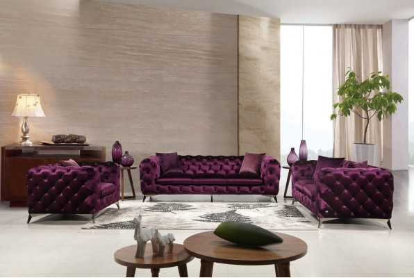 Tela de lujo para sofá de tela Conjunto de sofá tapizado 3 + 1 Conjunto Chesterfield de tapizado.