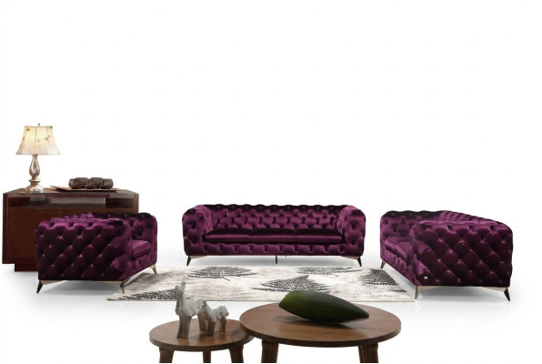 Tela de lujo para sofá de tela Conjunto de sofá tapizado 3 + 1 Conjunto Chesterfield de tapizado.