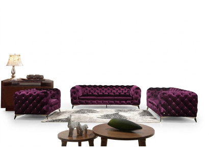 Tela de lujo para sofá de tela Conjunto de sofá tapizado 3 + 1 Conjunto Chesterfield de tapizado.