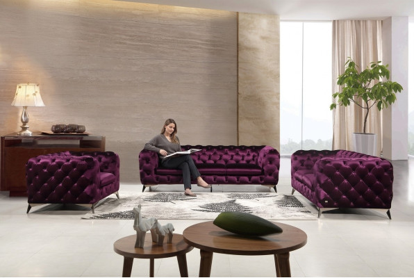 Sofá de alta calidad de lujo con tapicería de asientos 3+2, conjunto Chesterfield de tapizados.