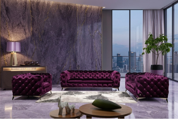 Sofá de alta calidad de lujo con tapicería de asientos 3+2, conjunto Chesterfield de tapizados.