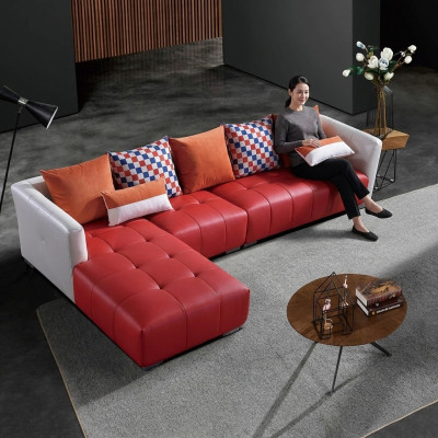 Sofá de esquina del diseñador con asientos de esquina, conjunto de sofás para la sala de estar.