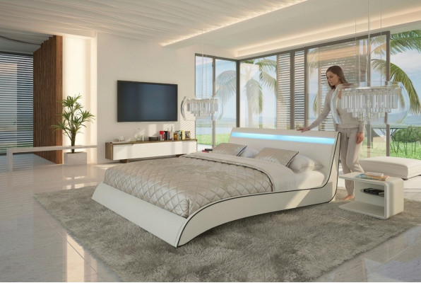 Diseño de cama doble matrimonial moderna de hotel de cuero para dormitorio.