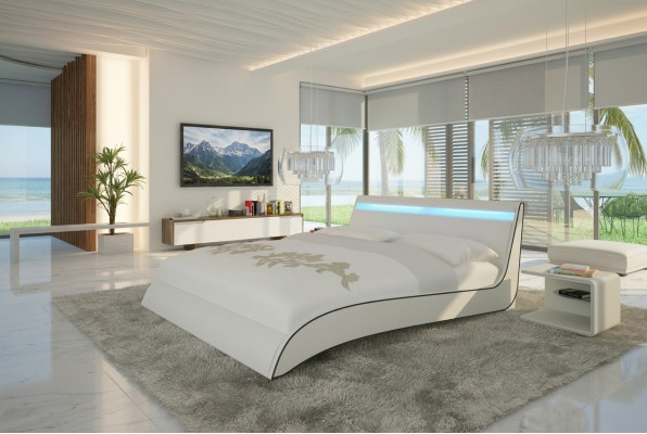 Diseño de cama doble matrimonial moderna de hotel de cuero para dormitorio.
