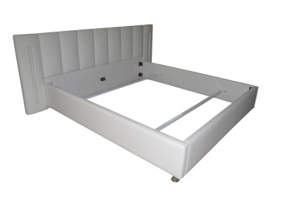 Diseño de cama de cuero con estructura de cama doble para dormitorio de hotel moderno.