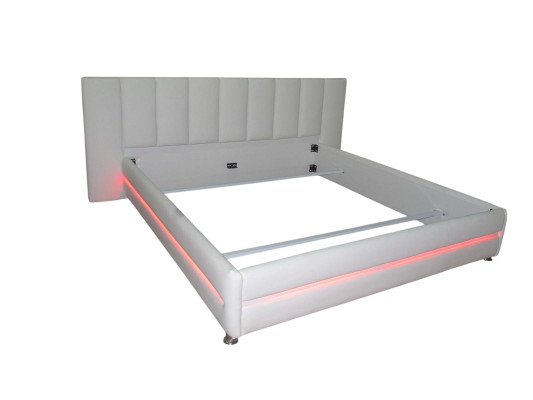 Diseño de cama de lujo doble de piel, marco de hotel moderno para dormitorio matrimonial.