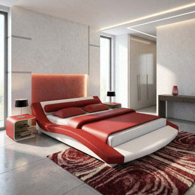 Diseño de cama de cuero de hotel de lujo para habitación doble moderna.