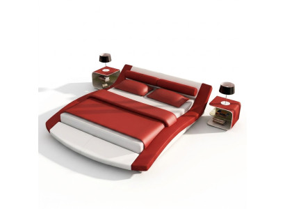 Diseño de cama de cuero de hotel de lujo para habitación doble moderna.
