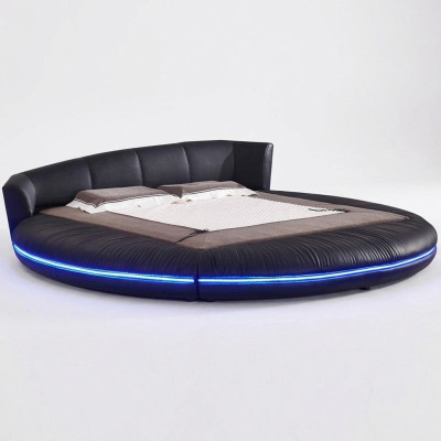 Diseño redondo camas cuero Cama redonda Doble Lujo Hotel Estructura Dormir Inmediatamente