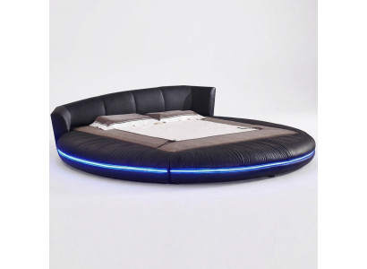 Diseño redondo camas cuero Cama redonda Doble Lujo Hotel Estructura Dormir Inmediatamente
