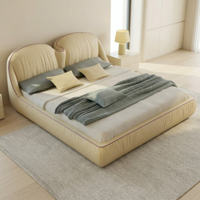 Diseño de camas de cuero Cama doble Lujo Matrimonial Moderno Estructura de hotel para dormir