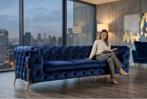 Chesterfield 3 asiento sofá tapizado de tres plazas sofás de diseño textil tela Italia