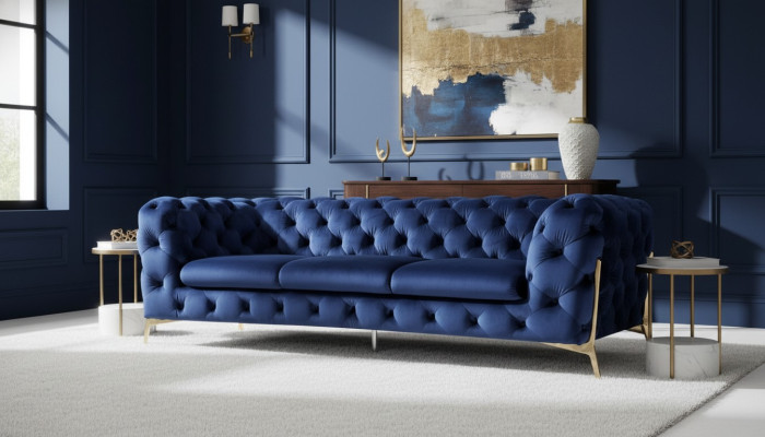 Chesterfield 3 asiento sofá tapizado de tres plazas sofás de diseño textil tela Italia