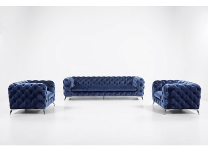 Sofá Sofá acolchado XXL Gran conjunto Chesterfield Textil 3+2+2 Sofás de diseñador