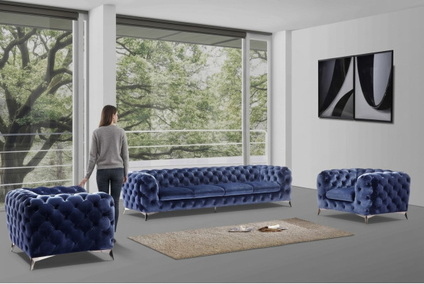 Sofá Chesterfield Sofá Tapizado XXL Conjunto Textil 2+1+1 Sofás de diseñador