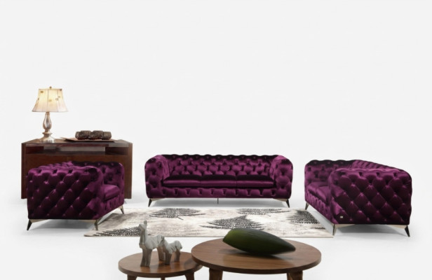 Sofá Chesterfield Couch XXL Conjunto Grande de Tela 3+1+1 de sofás de diseñador Acolchados