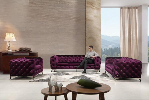 Sofá Chesterfield Sofá Tapizado XXL Gran conjunto Textil 3+2+1 sofás de diseñador