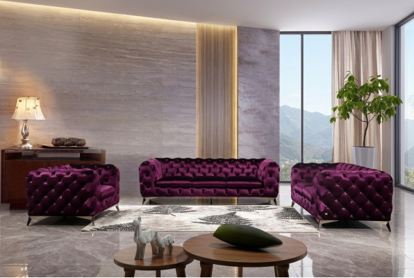 Sofá XXL Big Chesterfield Sofá Conjunto de tapicería Textil 3+3 sofás de diseñadores