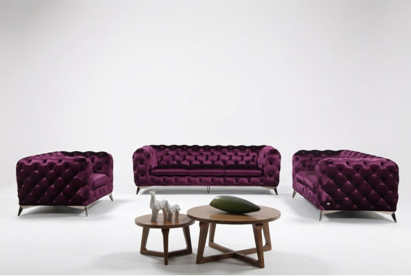 Sofá XXL Big Chesterfield Sofá Conjunto de tapicería Textil 3+3 sofás de diseñadores