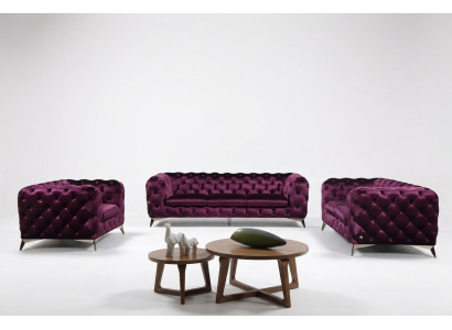 Sofá XXL Big Chesterfield Sofá Conjunto de tapicería Textil 3+3 sofás de diseñadores
