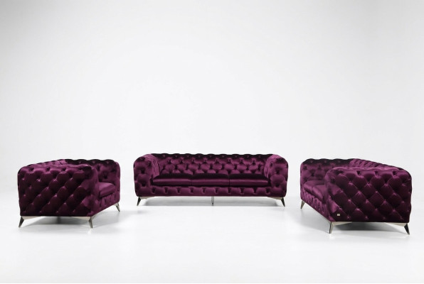 Sofá Chesterfield acolchado XXL con tapizado de tela 2+1+1 de diseñador