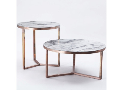 Diseñador de mesa de metal con cristal + mesas auxiliares para sofá, juego de 2 piezas nuevo.