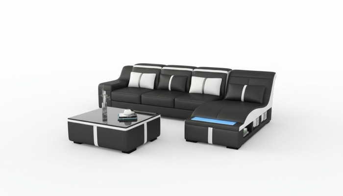Sofá de esquina, sofá, sillón de esquina, asiento en forma de L, conjunto de cuero para sala de estar.