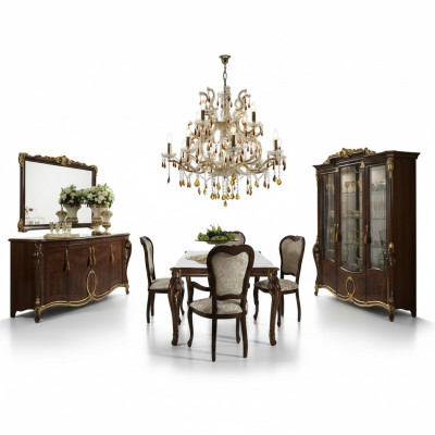 arredoclassic™ Muebles de lujo para el comedor Vitrina Mesa Cómoda 8 piezas.