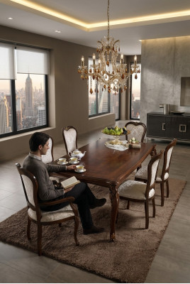 Clásico 1 silla diseñador italiano Muebles de comedor de madera barroca