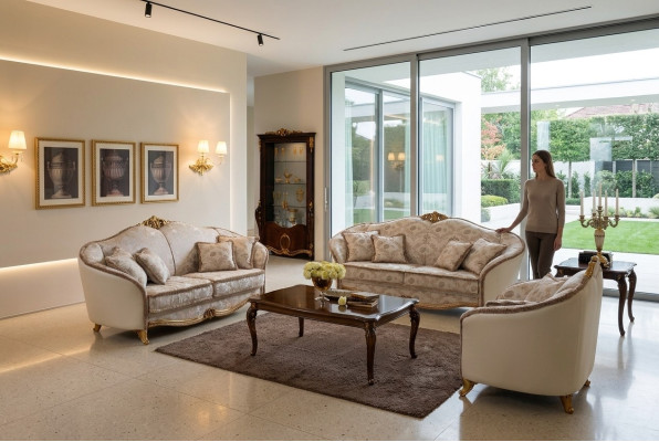 Sofá sofá de 3 plazas sin 2+1 Muebles de diseñador clásico Barroco Rococó